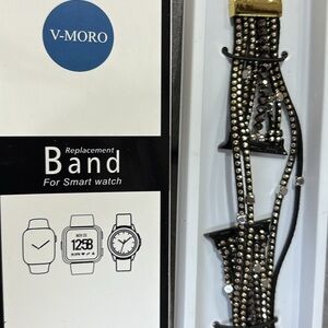 V-Moro Black Rhinestone Smartwatch Band